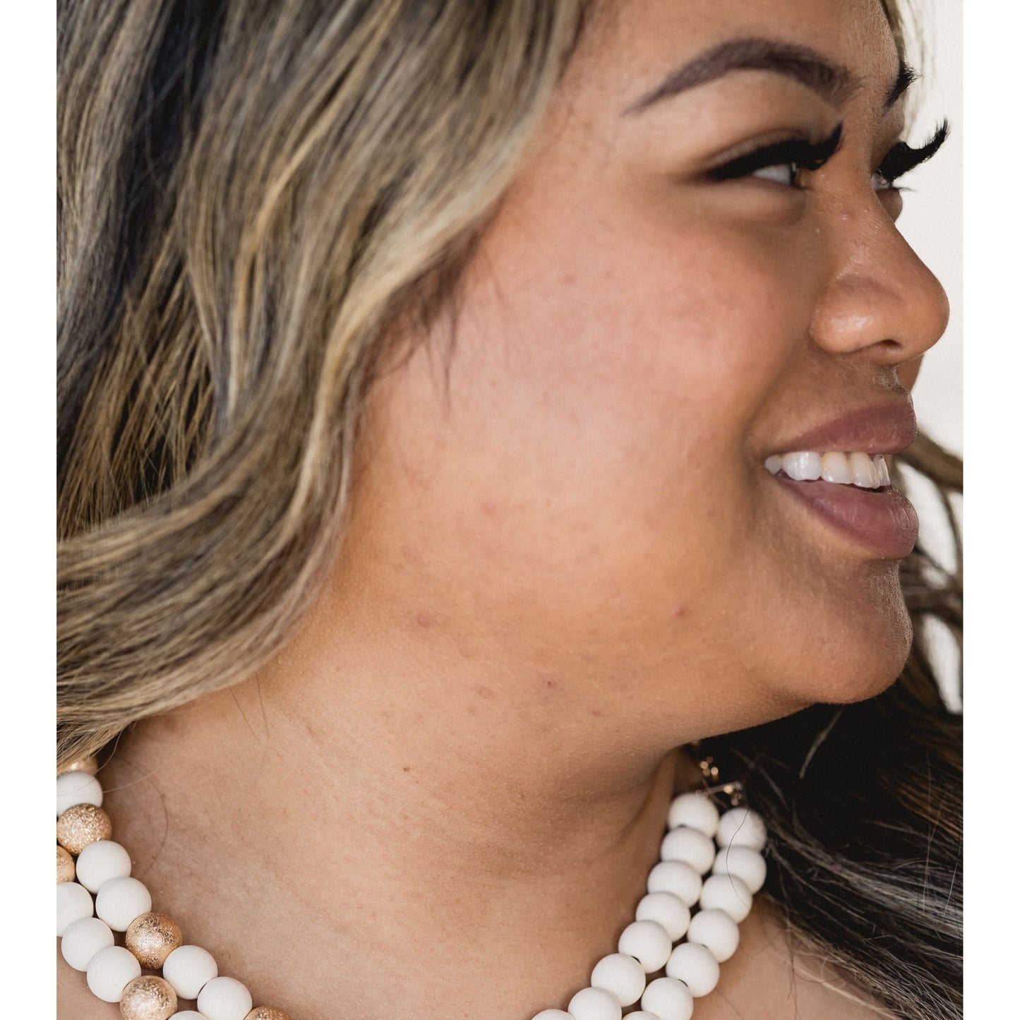 Ivory & Gold Beaded Necklace