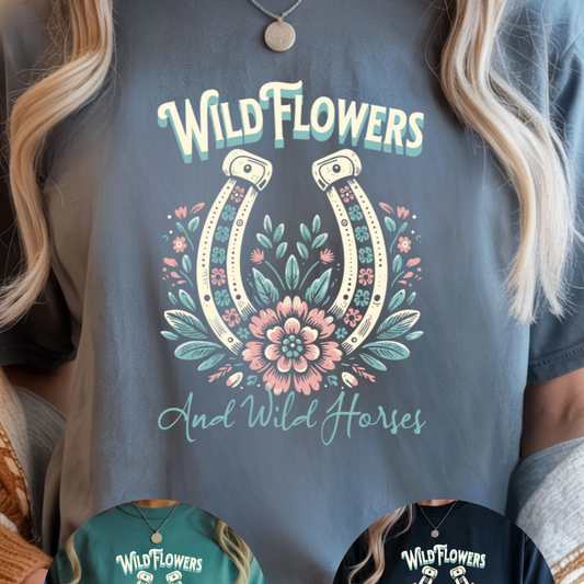 Wild Horses & Flowers Graphic Tee