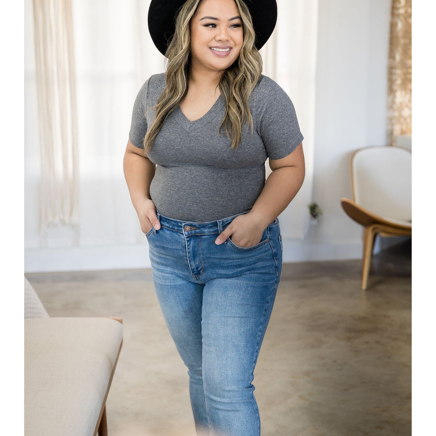 All Put Together - Charcoal Bodysuit