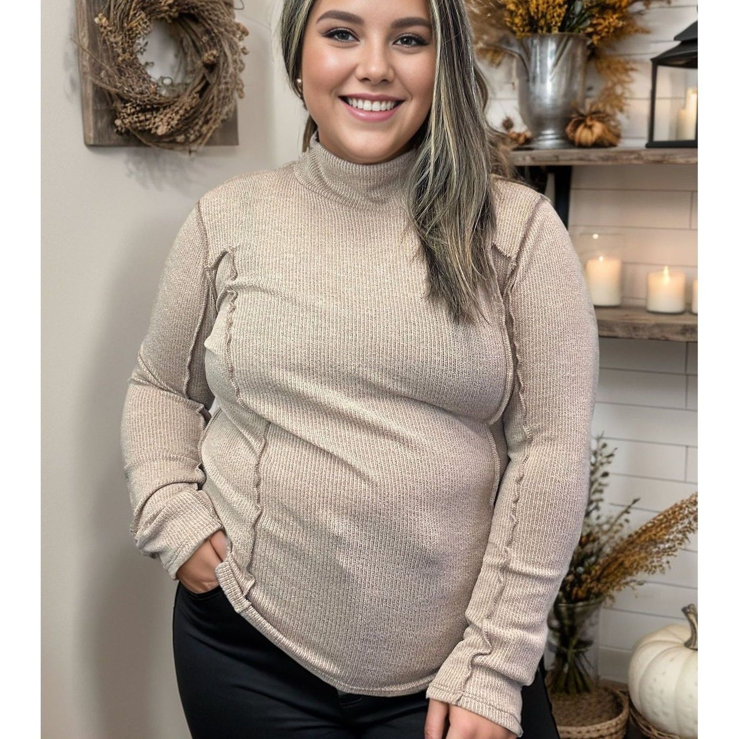 Beautifully Demure - Mockneck