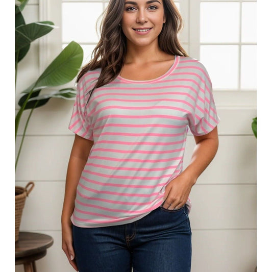 Bubblegum Stripes Twist Back Tee