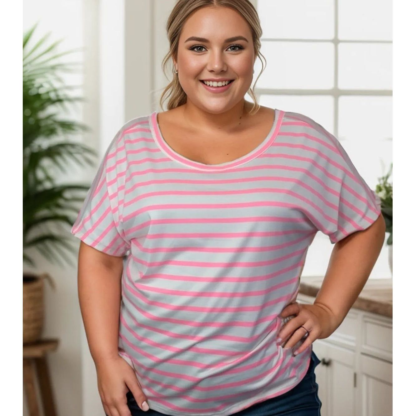 Bubblegum Stripes Twist Back Tee