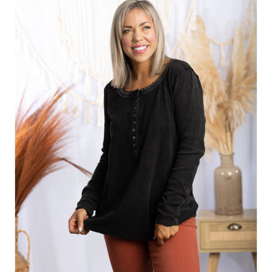 Cozy & Warm Black Henley