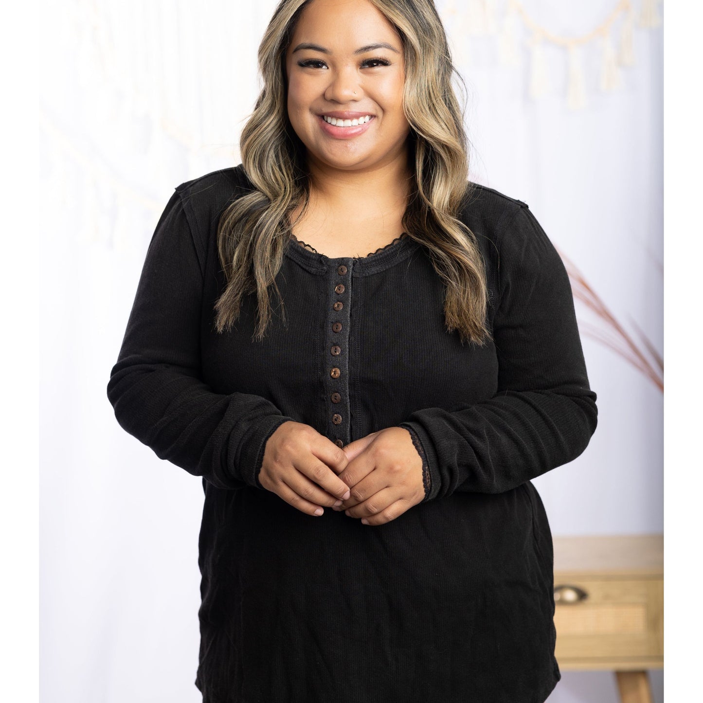 Cozy & Warm Black Henley