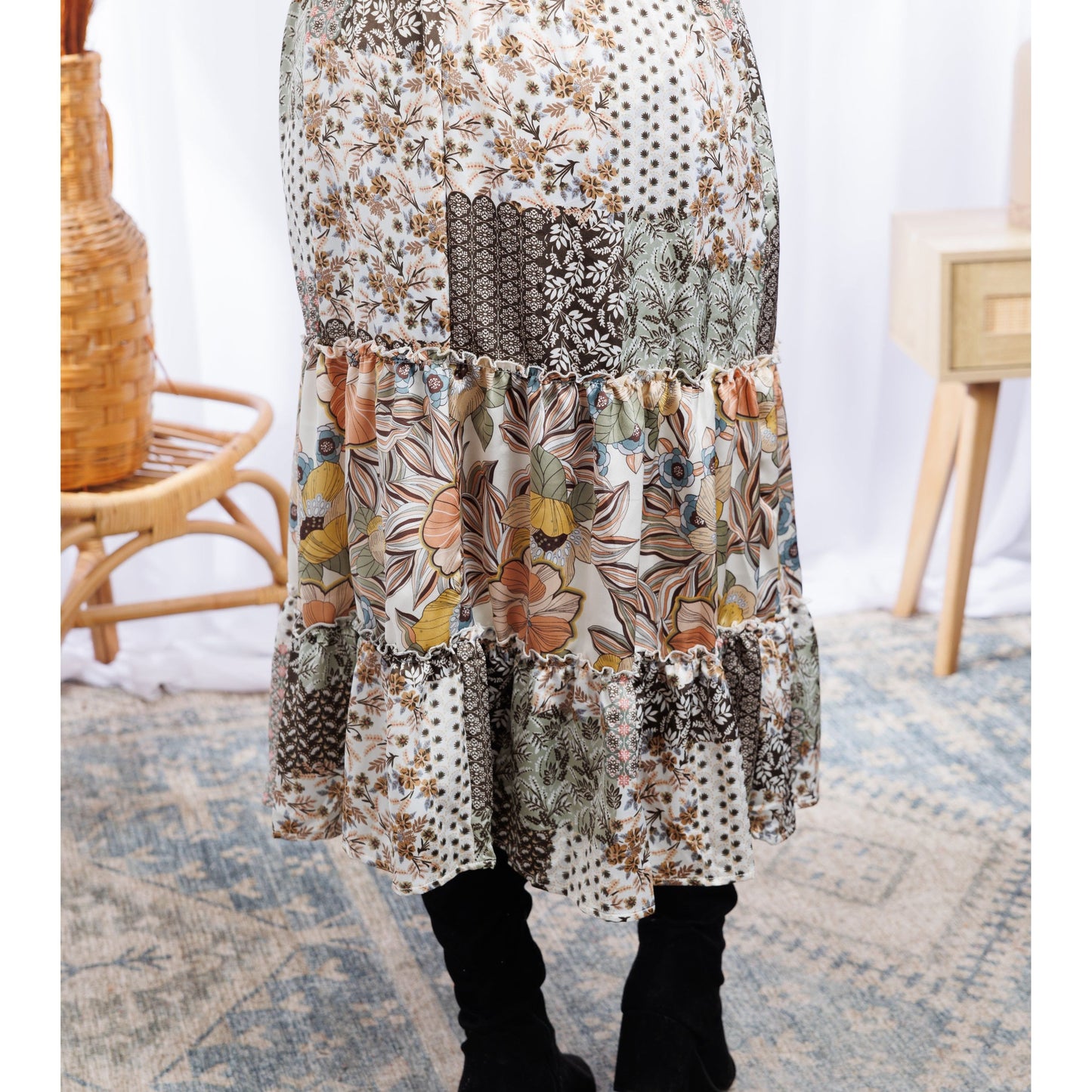 Floral Patches - Midi Skirt