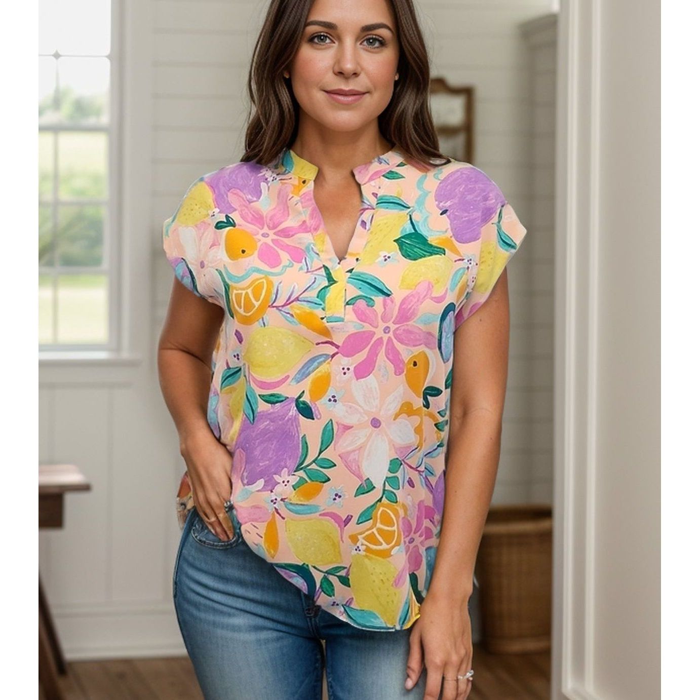 Fruity Florals Sleeveless Top