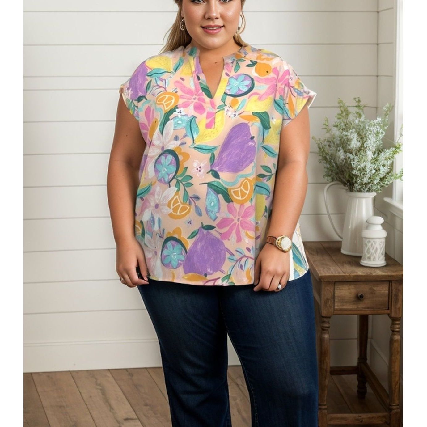 Fruity Florals Sleeveless Top