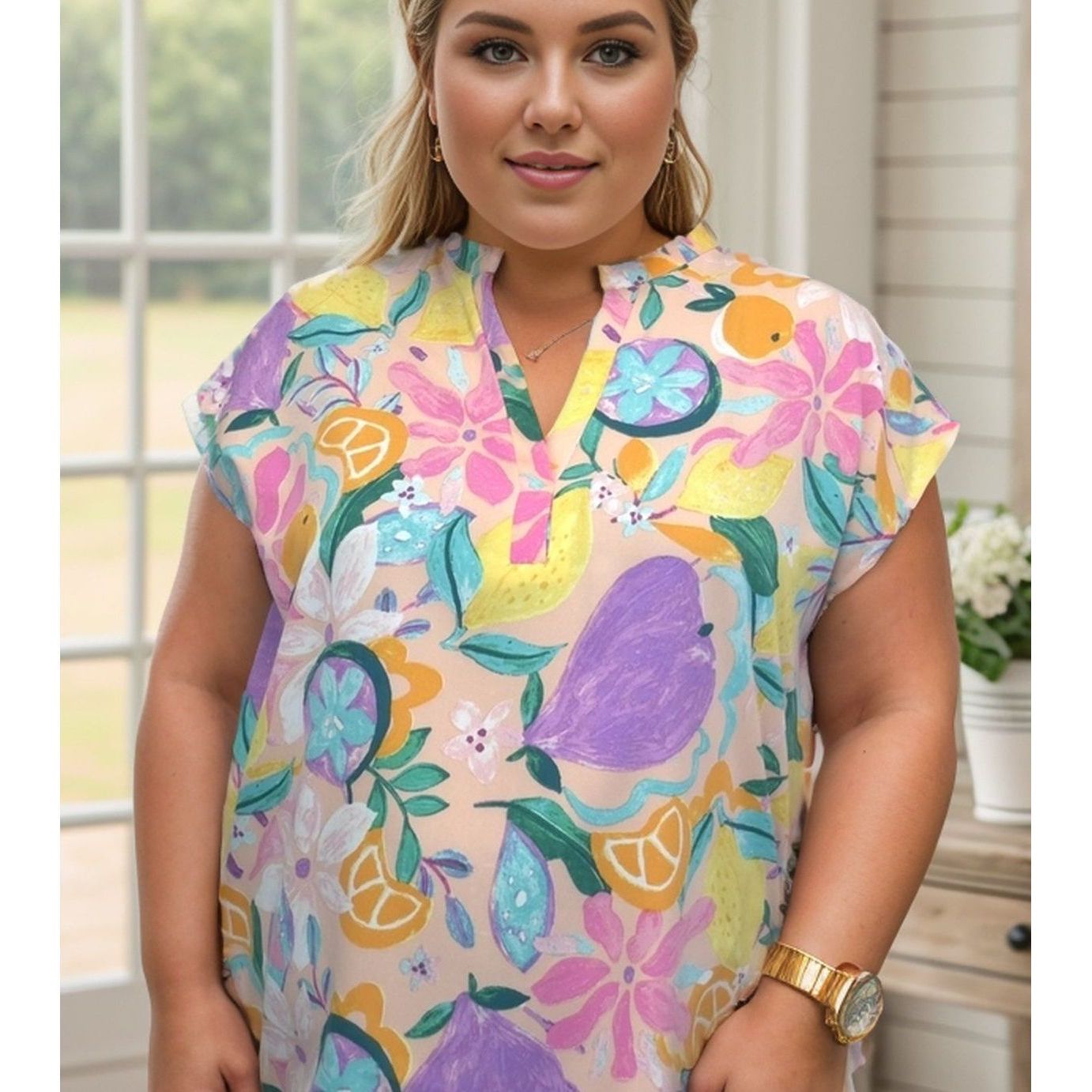 Fruity Florals Sleeveless Top