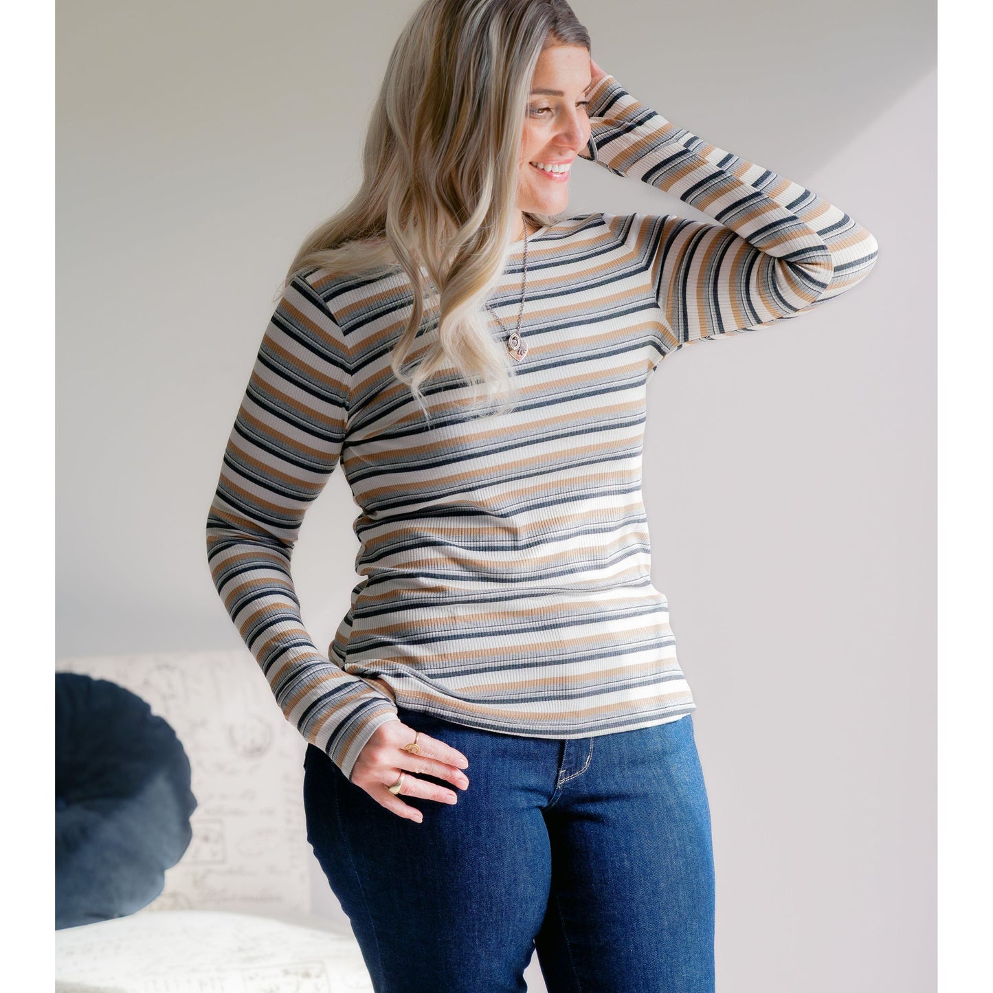 Sundown Chic Stripes Thumbhole Top