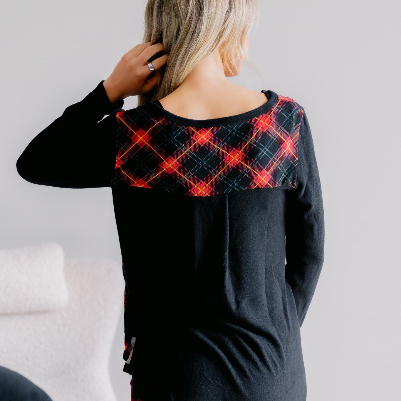 Crimson Cabin Plaid V-Neck