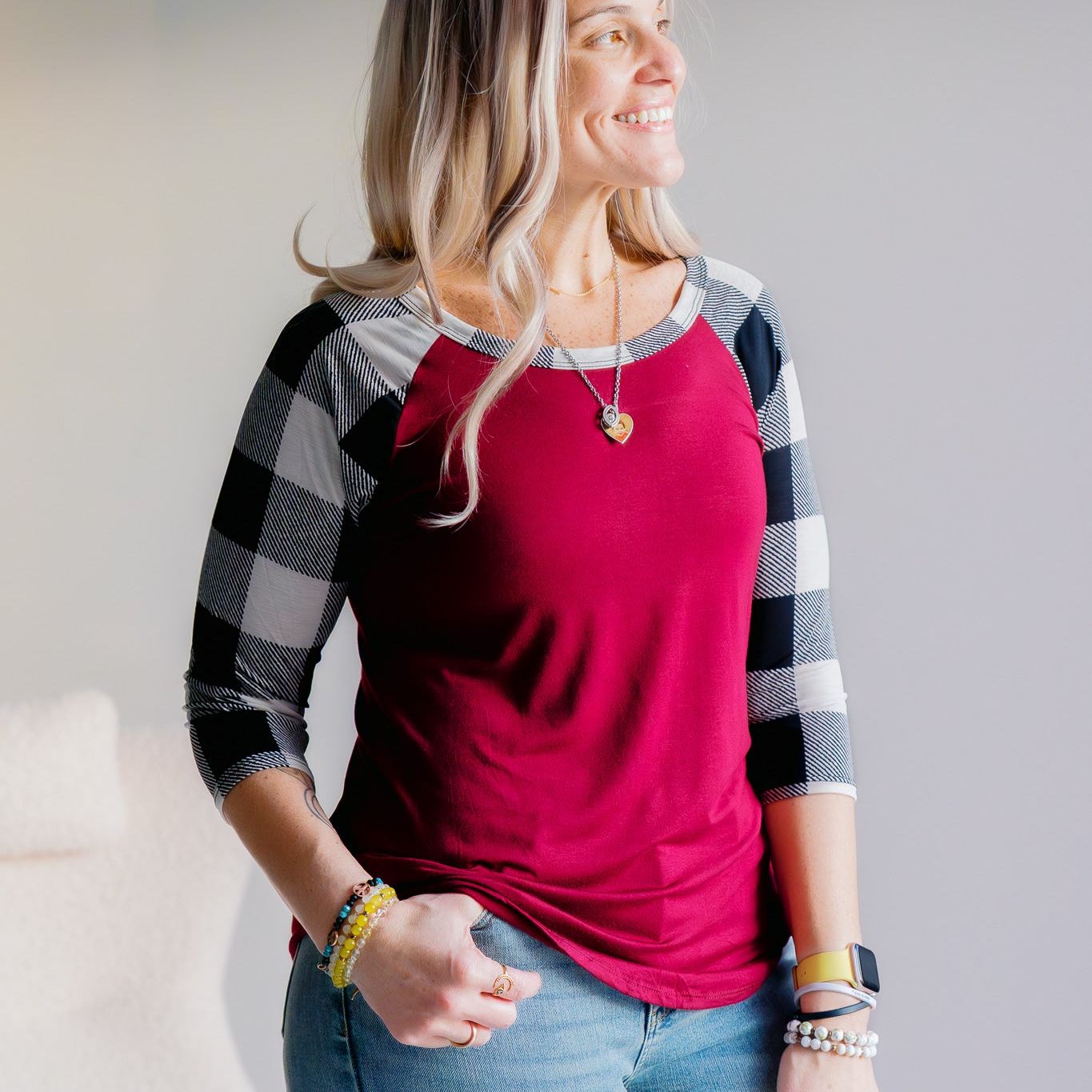 Cardinal Checks Raglan