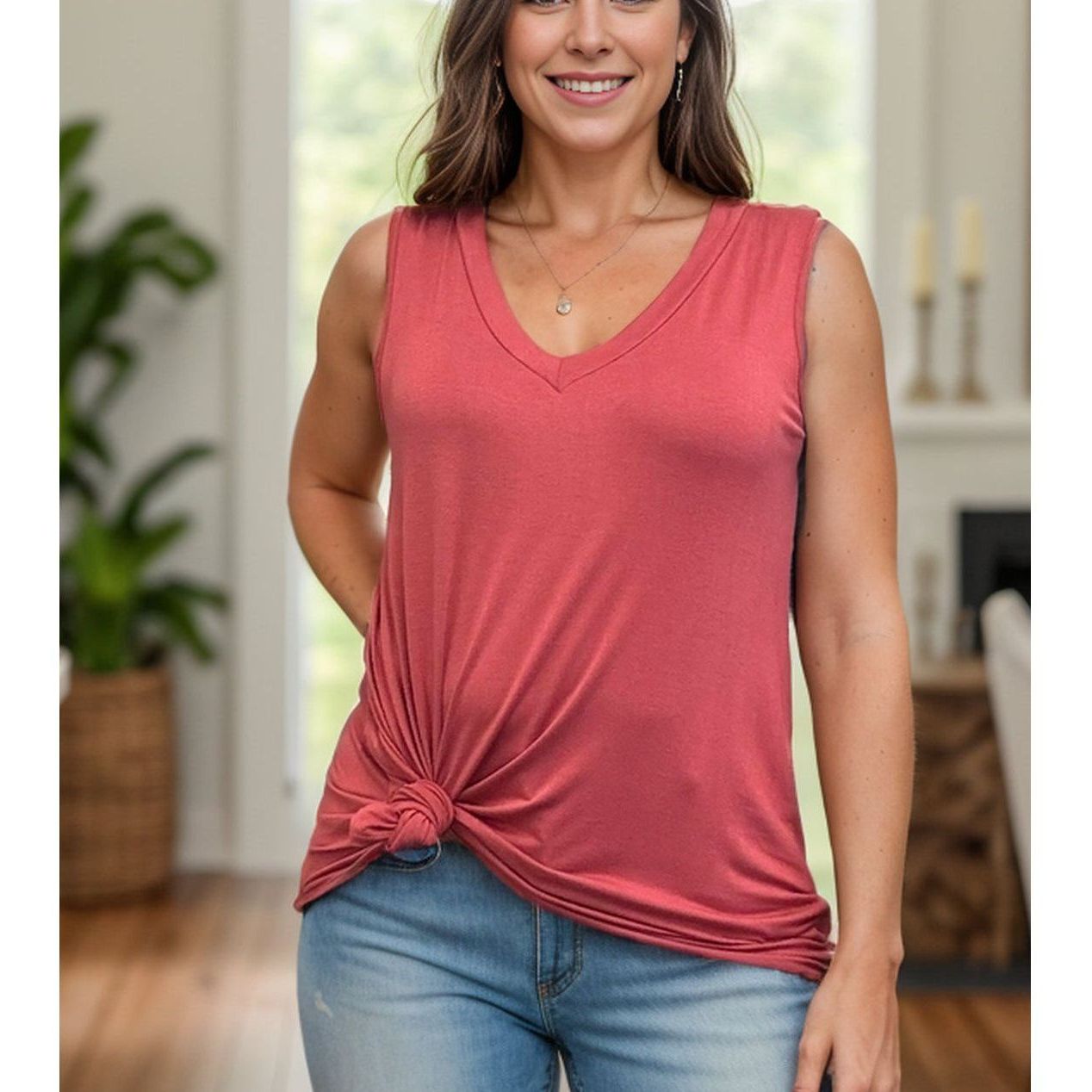 Jasmine - Sleeveless Top Marsala