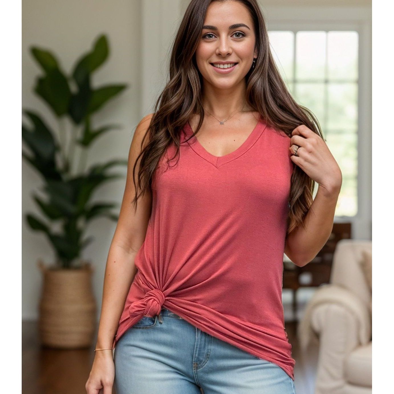 Jasmine - Sleeveless Top Marsala