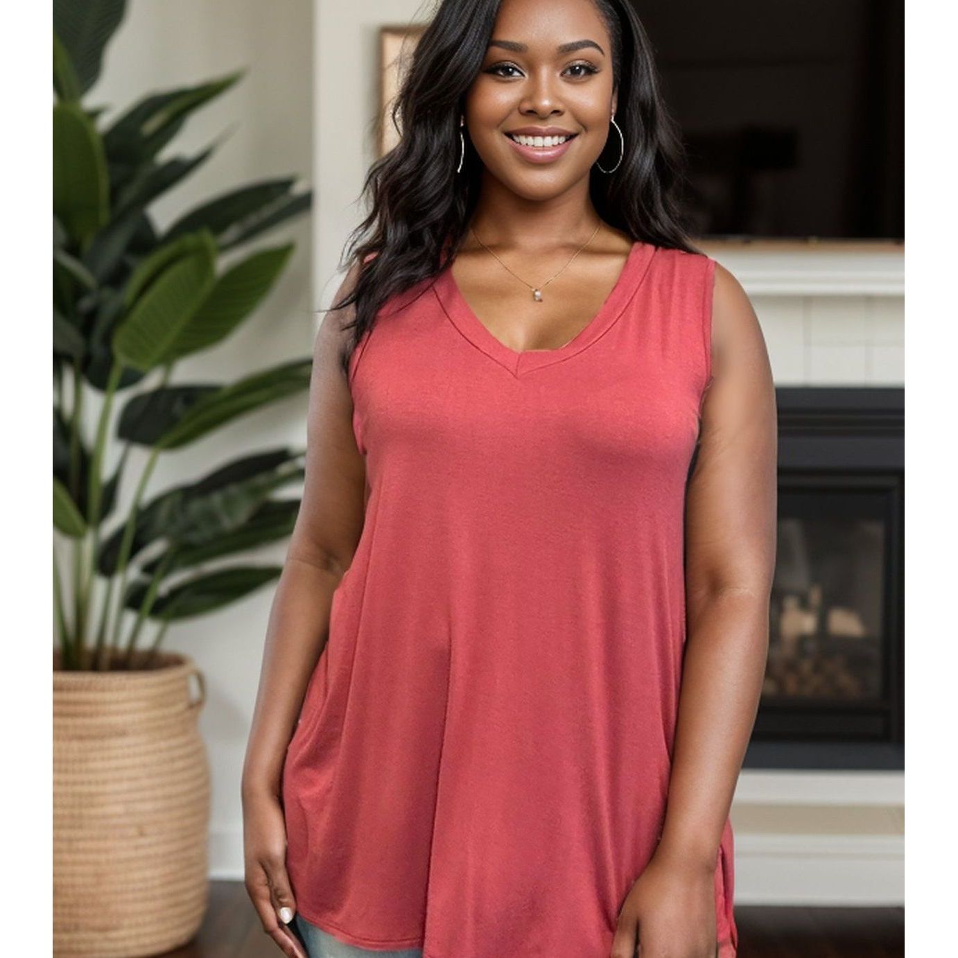 Jasmine - Sleeveless Top Marsala