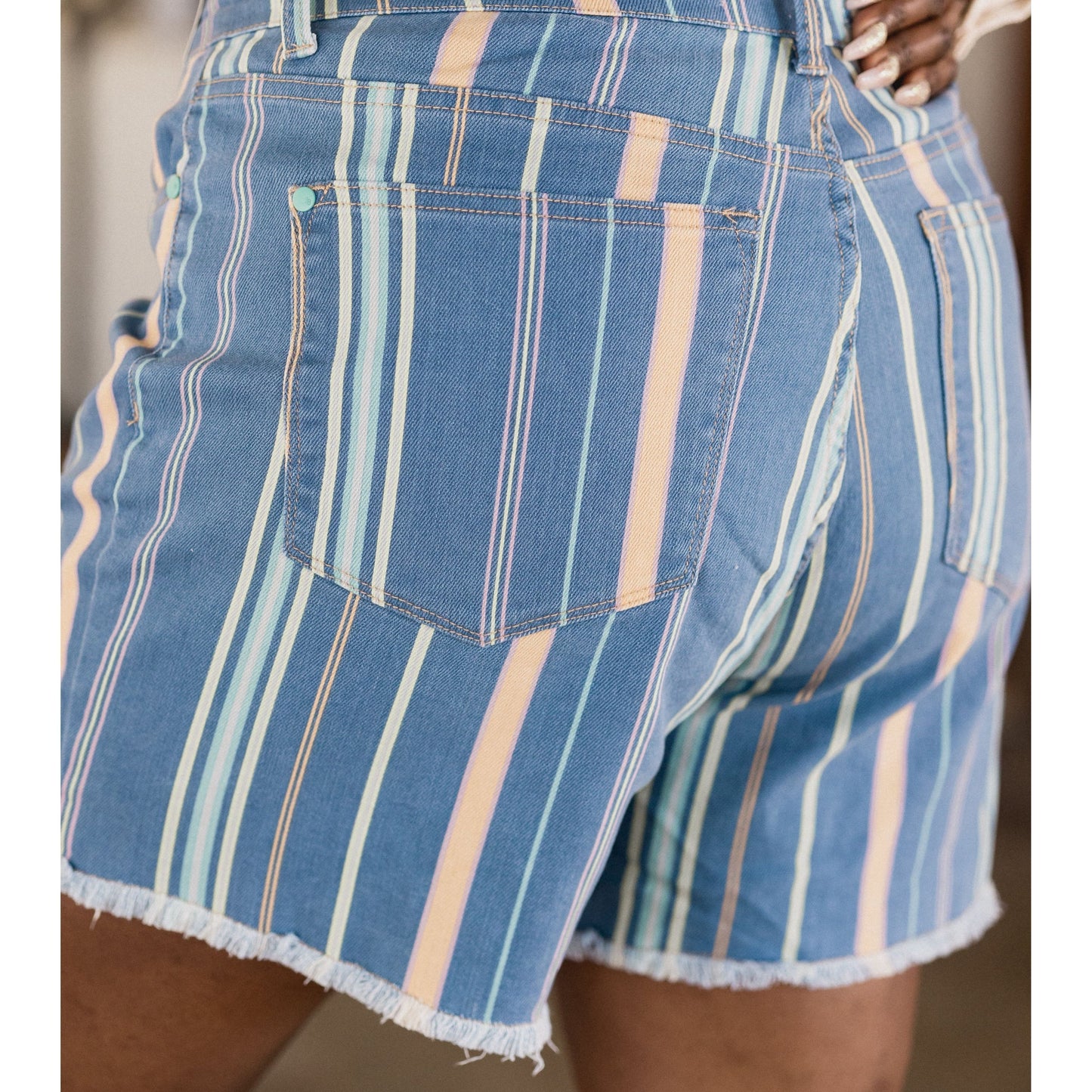 Judy Blue - Beach Striped Shorts