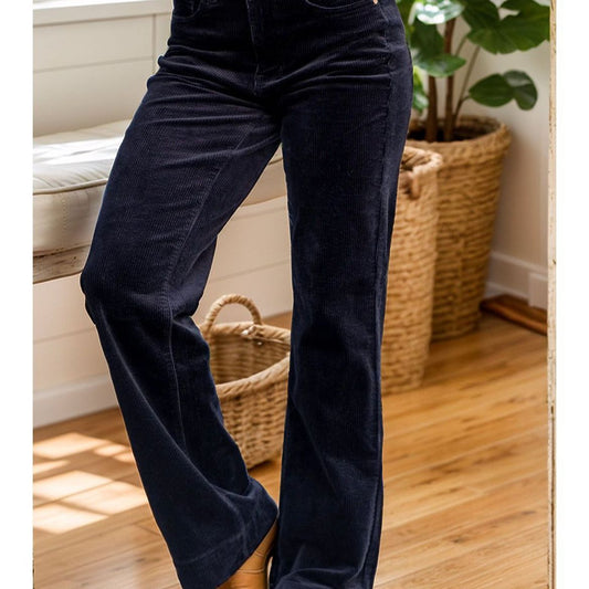 Judy Blue Corduroy Wide Leg - Black - fashion-forward corduroy, drop shipped from the USA.