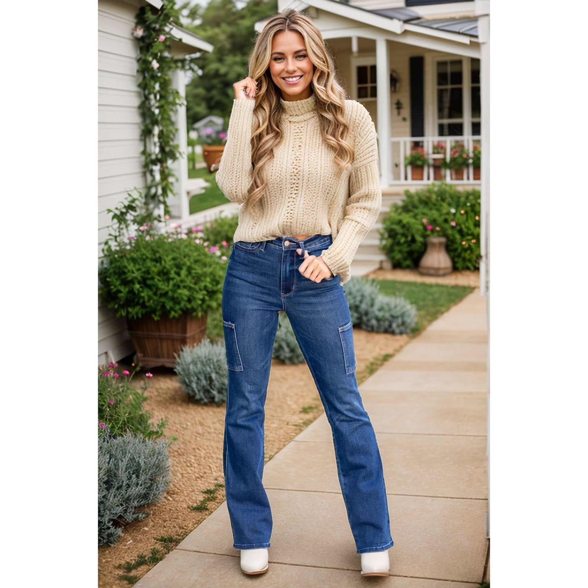 Lovin' Nature - Judy Blue Cargo Bootcuts - stylish, high-quality wholesale denim, available for boutique drop shipping from the US.