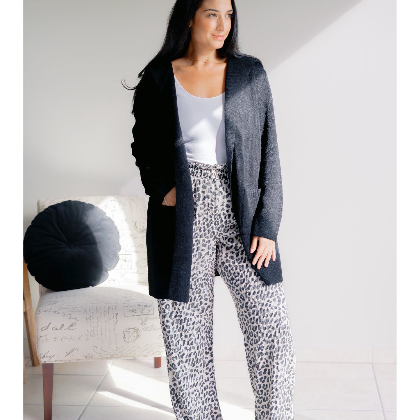 Obsidian Veil Hooded Sweater Cardigan