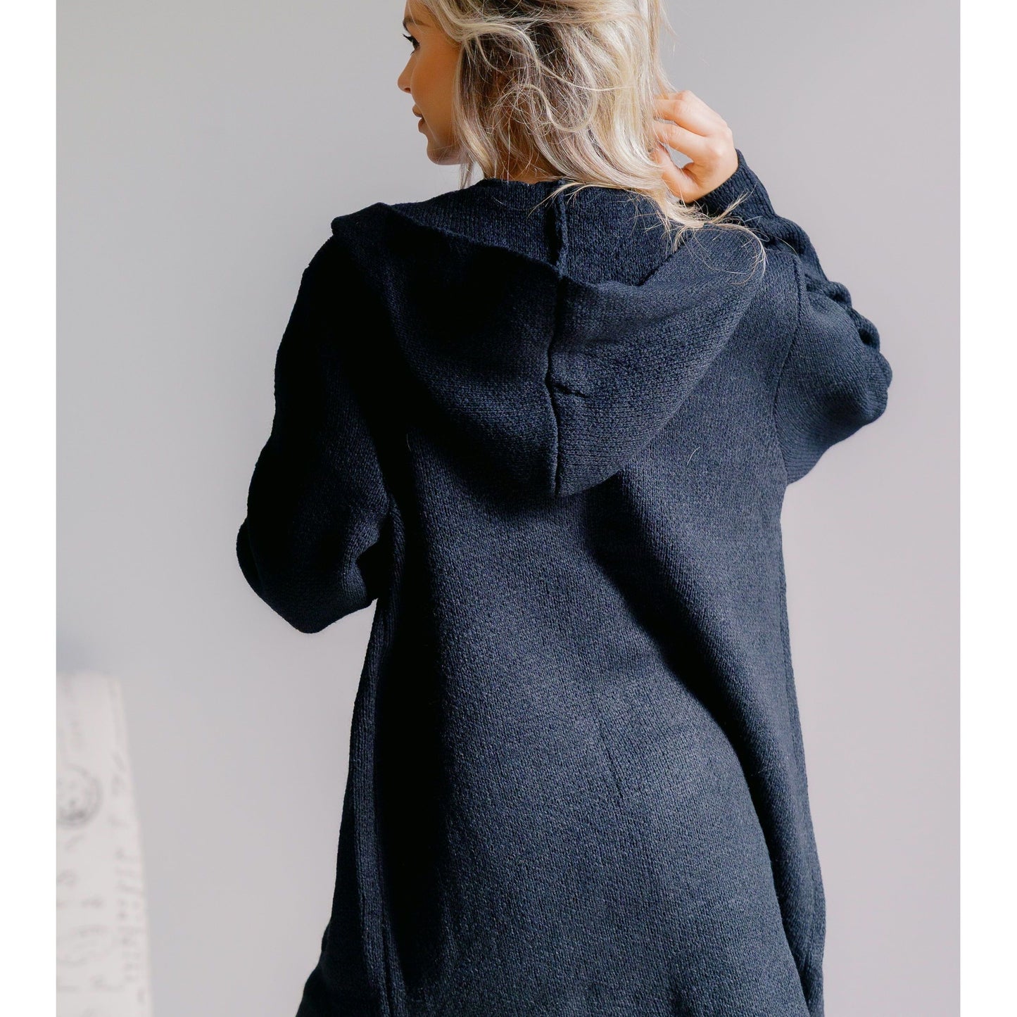 Obsidian Veil Hooded Sweater Cardigan