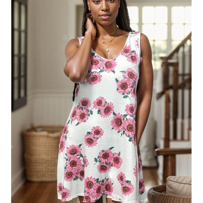 Pink Sunflowers - Swing Dress
