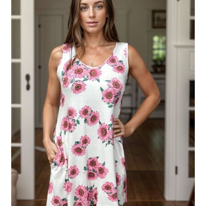 Pink Sunflowers - Swing Dress
