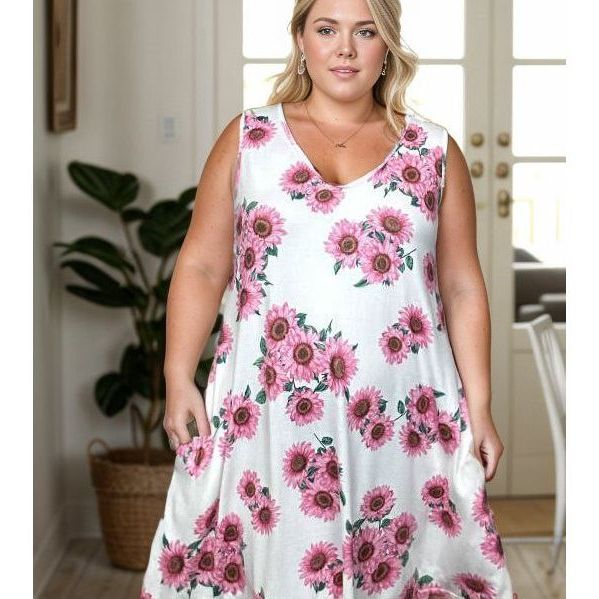 Pink Sunflowers - Swing Dress