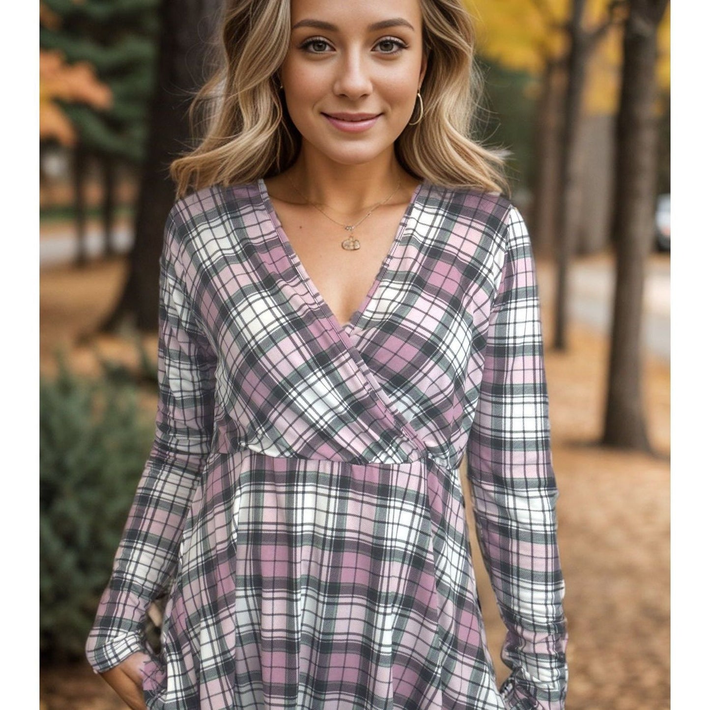 Pinky Plaid - Peplum