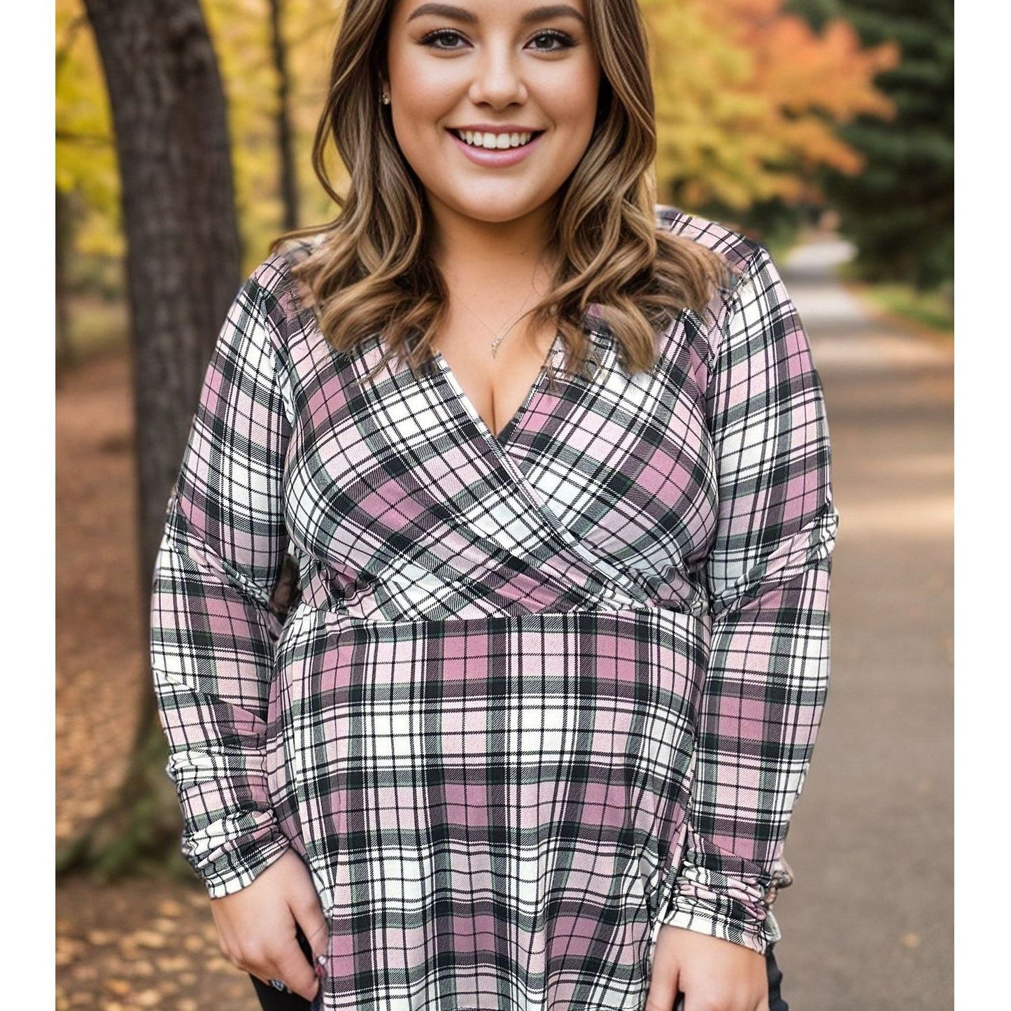 Pinky Plaid - Peplum