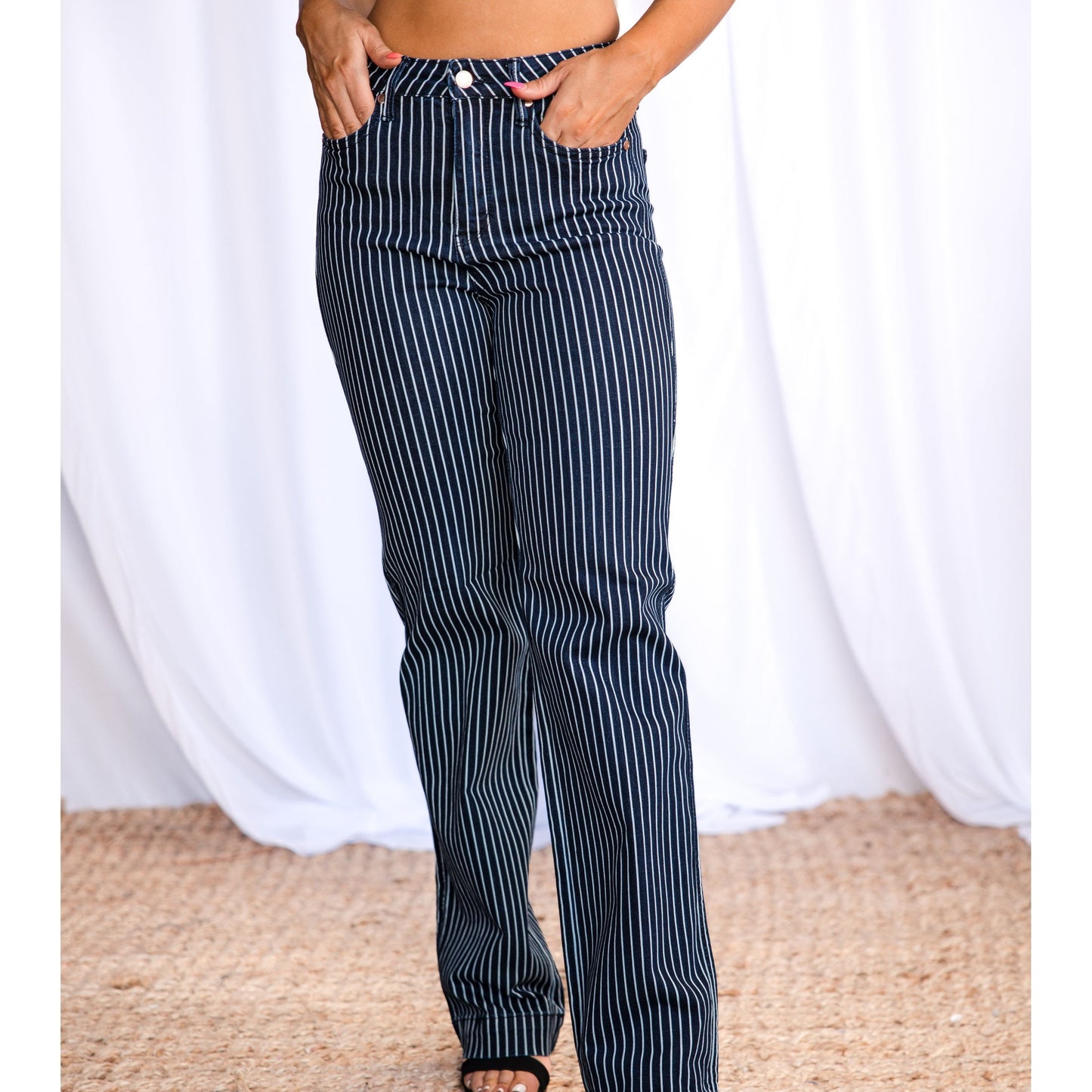 Pinstriped Diva - Tummy Control Judy Blues