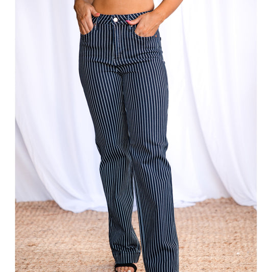 Pinstriped Diva - Tummy Control Judy Blues