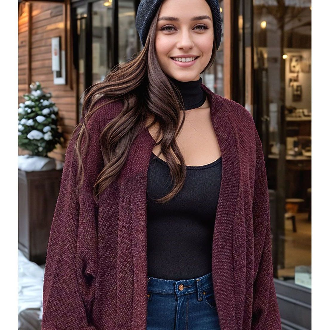 Senses of Cabernet Knit Cardigan