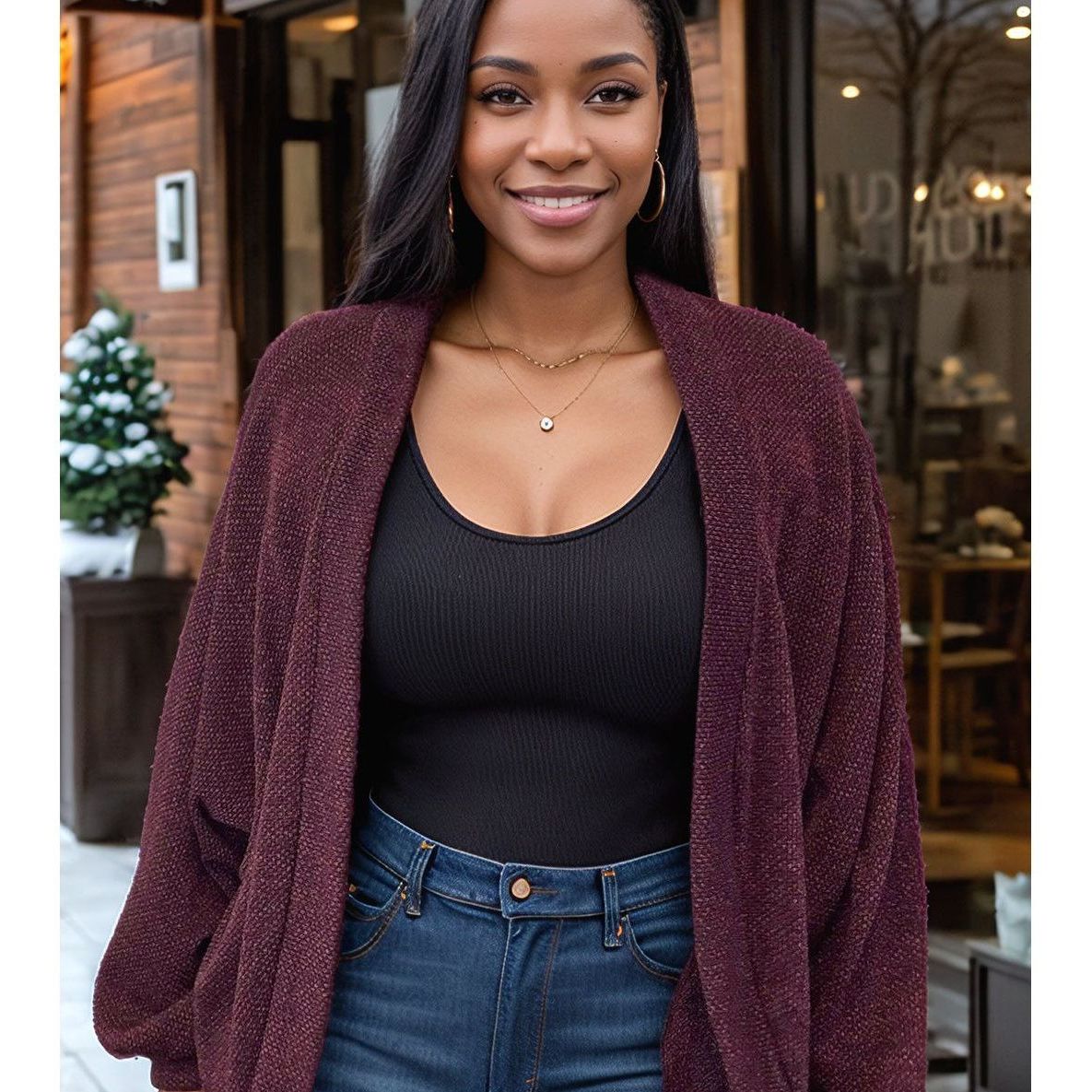 Senses of Cabernet Knit Cardigan