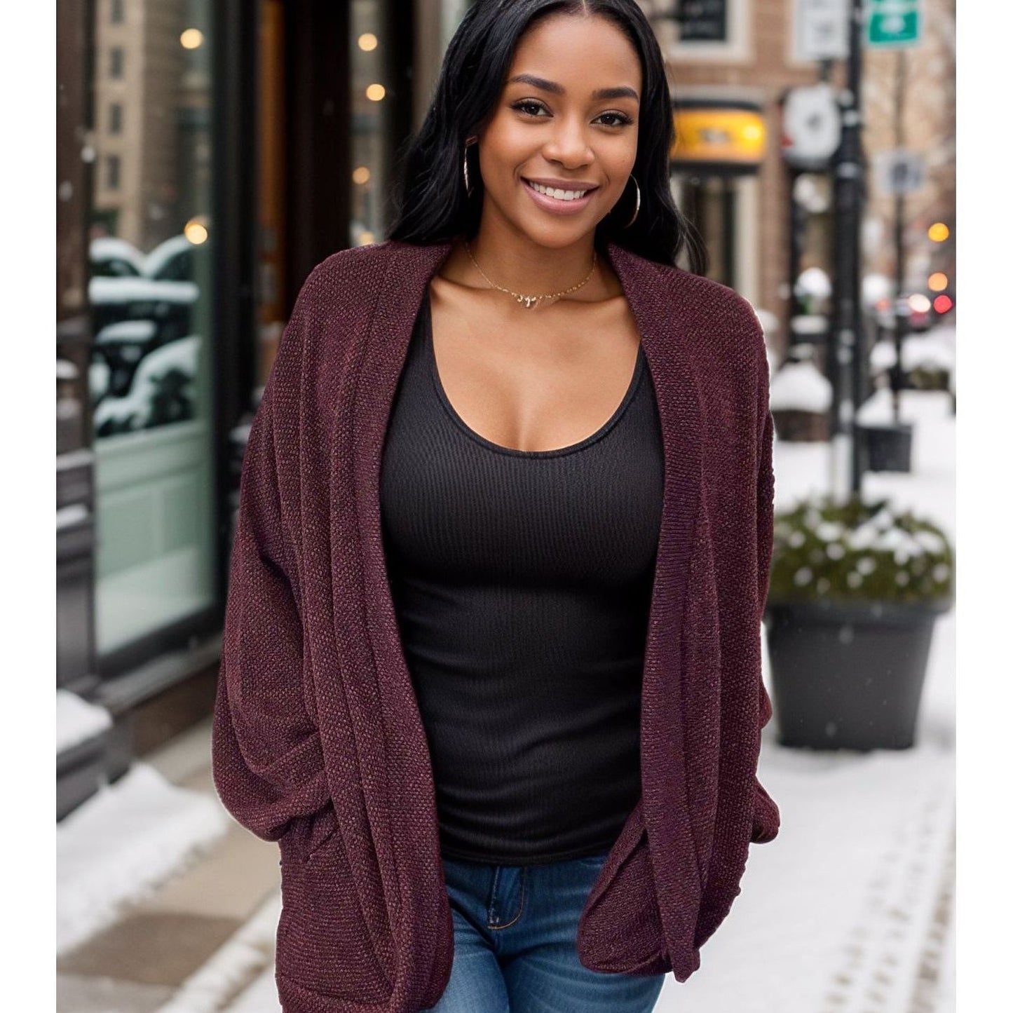 Senses of Cabernet Knit Cardigan