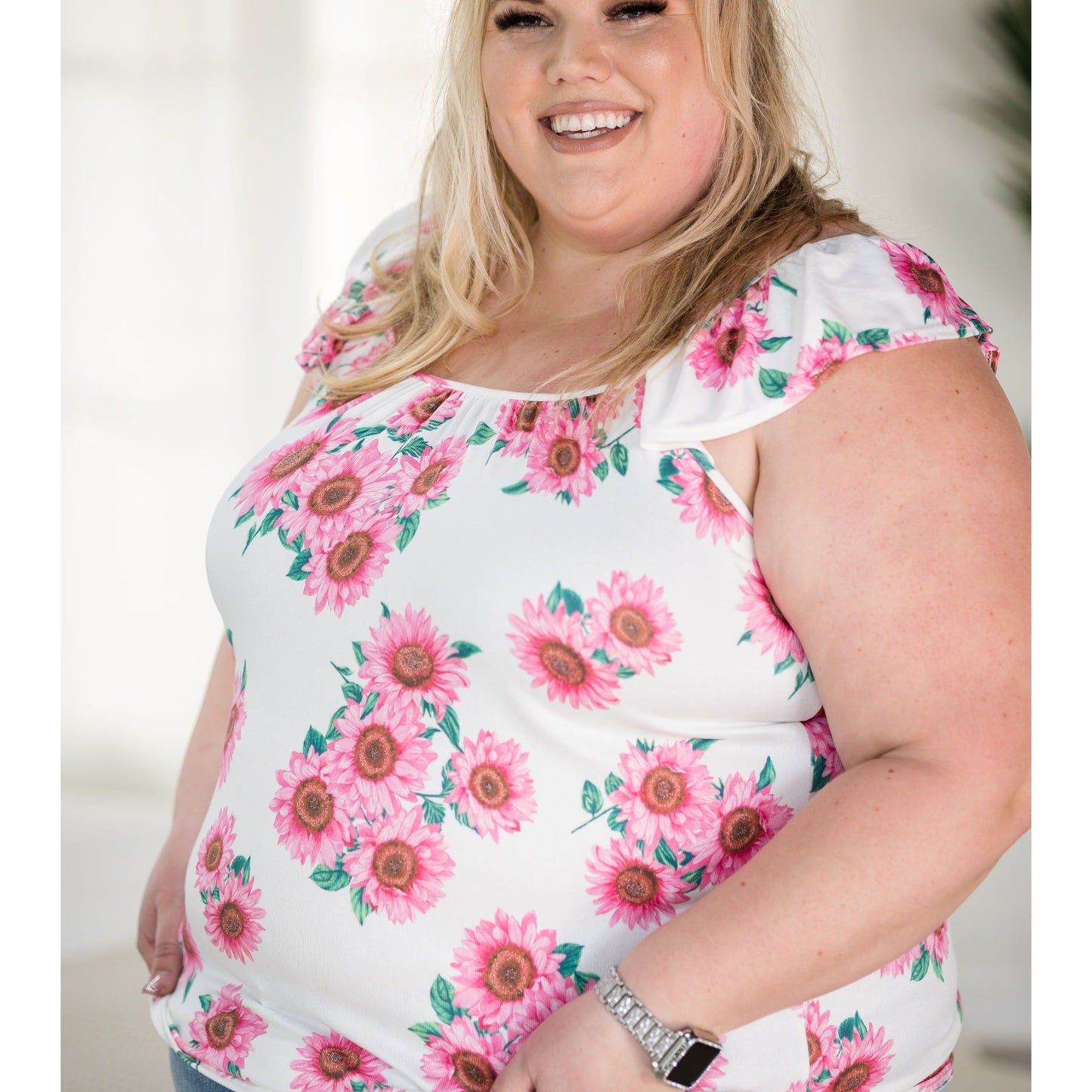 Strawberry Sunflowers Flutter Sleeve