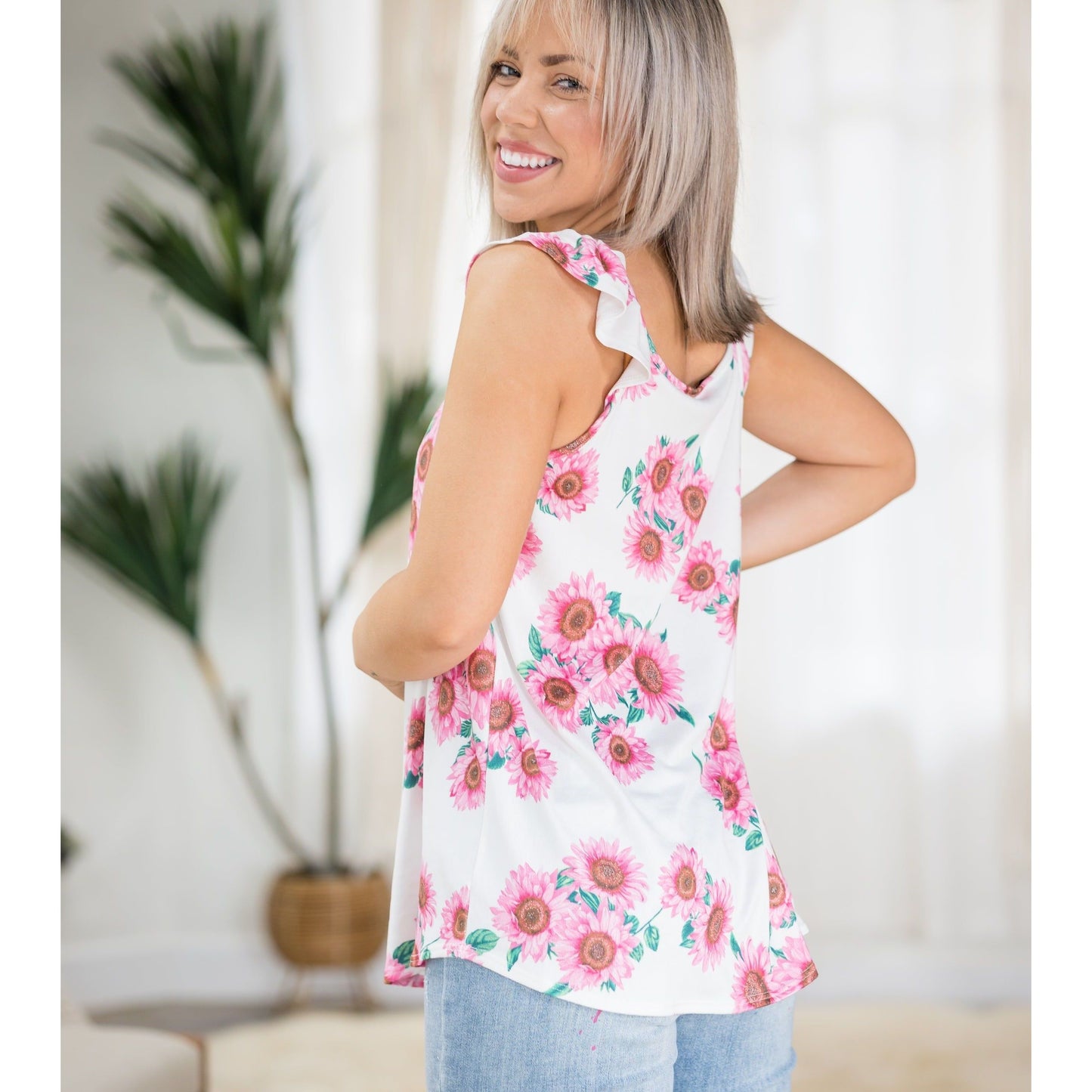 Strawberry Sunflowers Flutter Sleeve