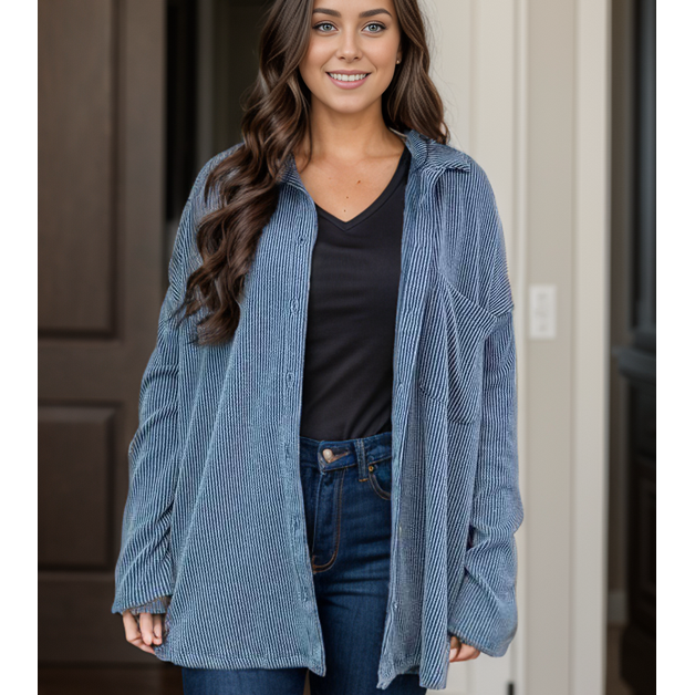 Simply Captivating Button Down - Midnight