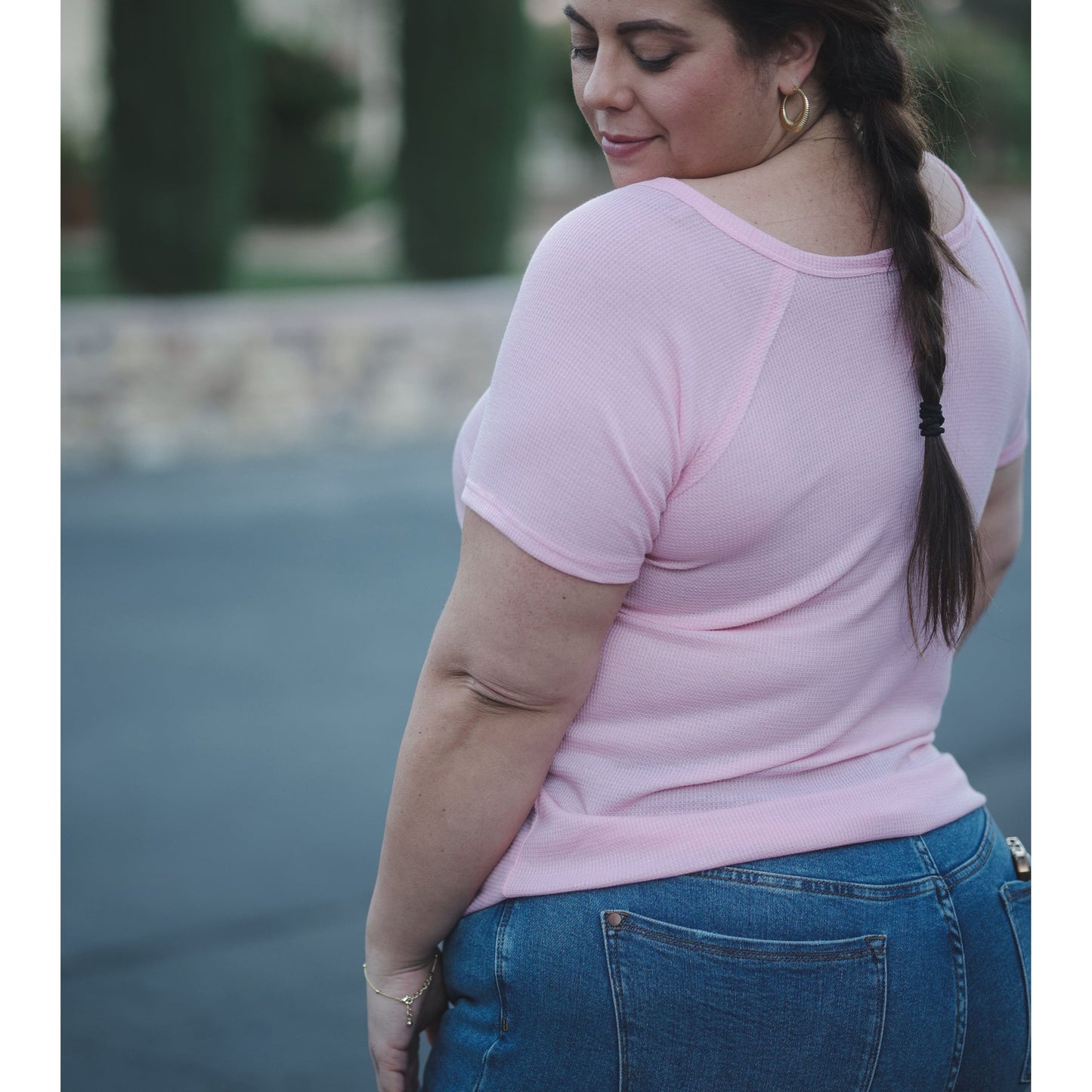 Stitched in Pink Short Sleeve Top