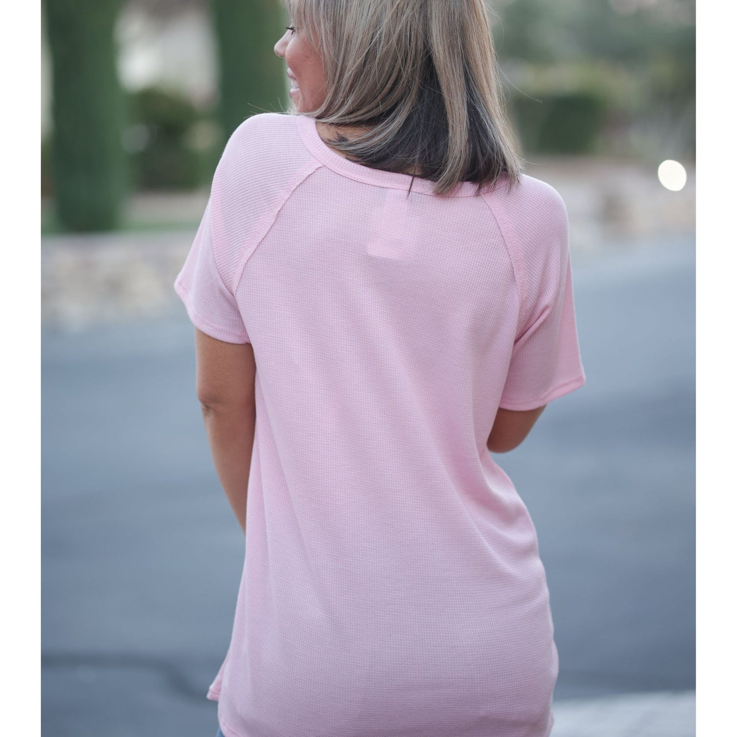 Stitched in Pink Short Sleeve Top