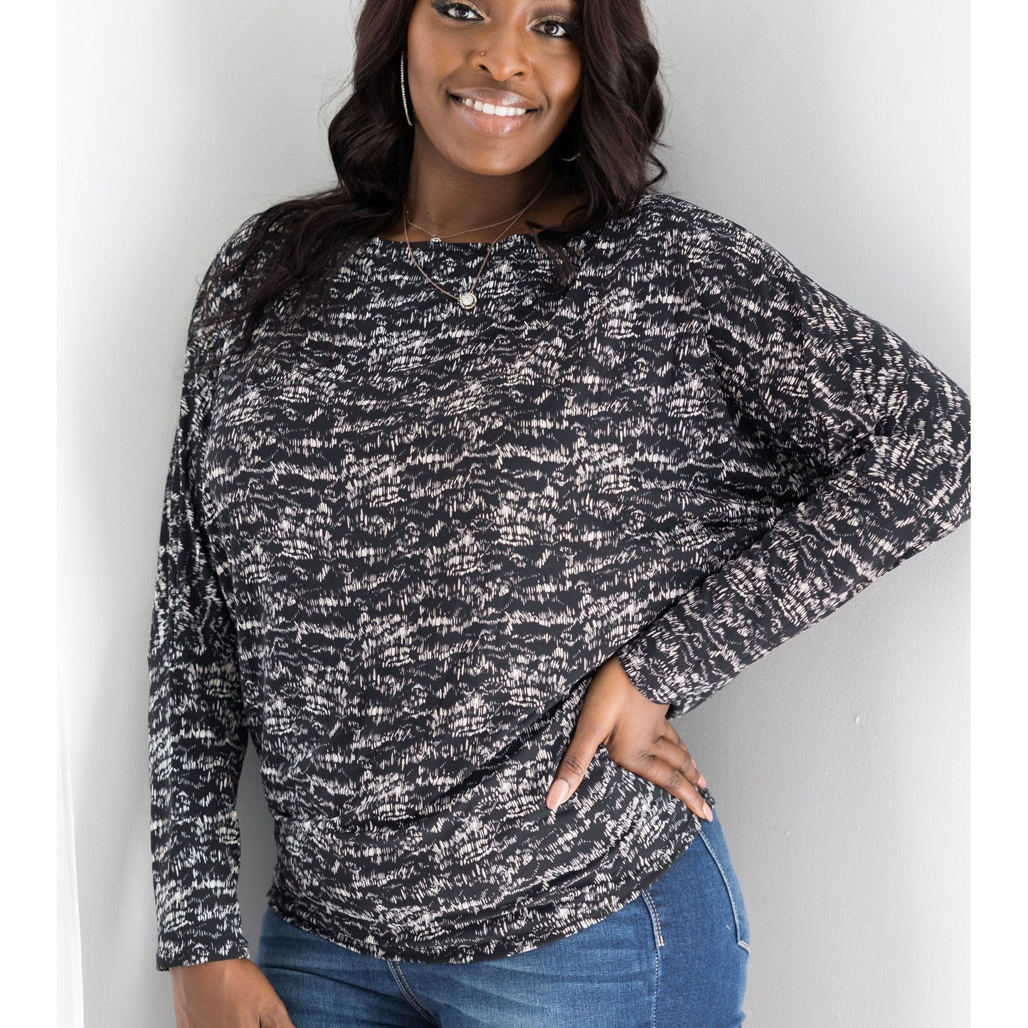 Salt & Pepper Long Sleeve Dolman