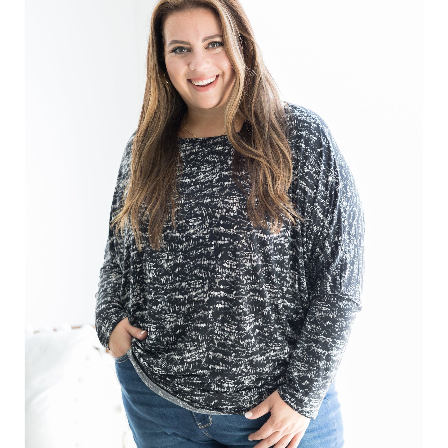 Salt & Pepper Long Sleeve Dolman