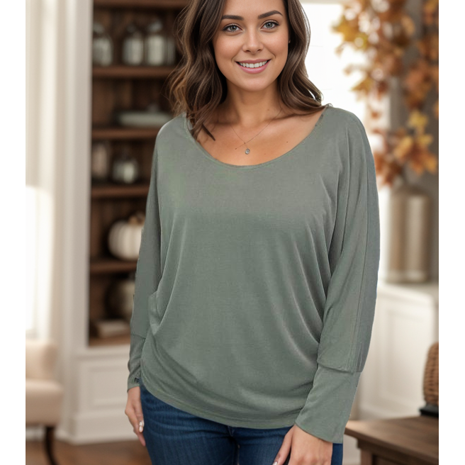 Dusty Olive Long Sleeve Dolman