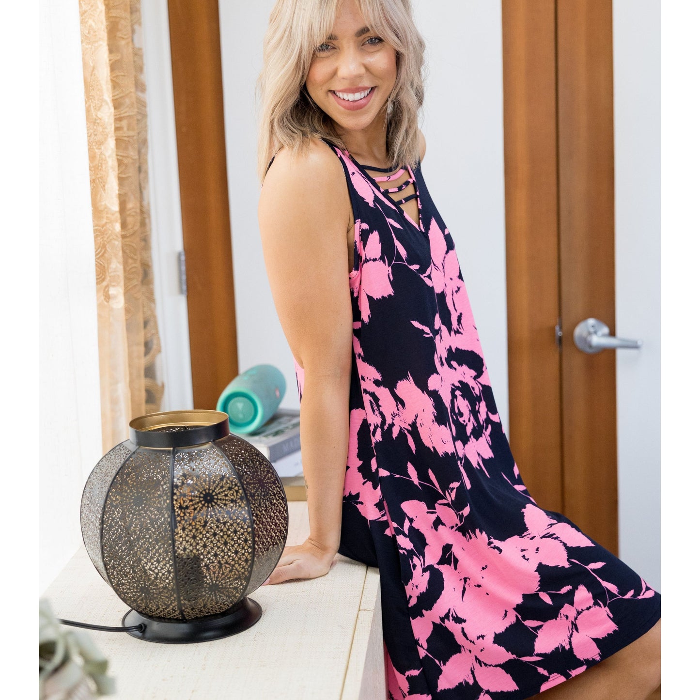 Neon Floral Swing Dress